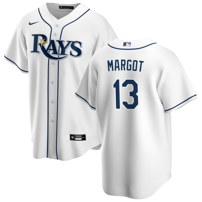 Men's Tampa Bay Rays #13 Manuel Margot White Cool Base Stitched Baseball Jersey - Click Image to Close